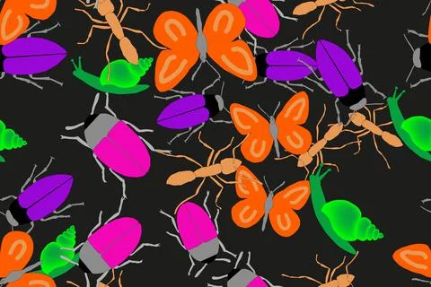 Color Insects Illustration Seamless Pattern Stock Illustration