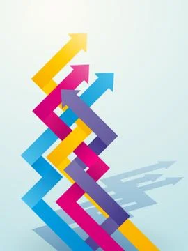 Color intersecting arrow pointing upwards Stock Illustration