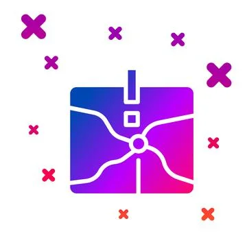 Color Intersection point icon isolated on white background. Gradient random Illustrazione stock