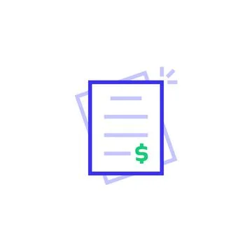 Color invoice bill thin line logo Stock Illustration