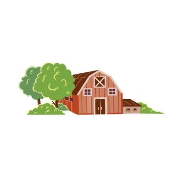 Color isolated barn Vector cartoon illustration Stock Illustration