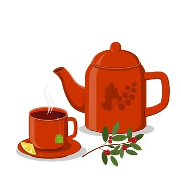 Color isolated Vector illustration of tea party tableware Stock Illustration