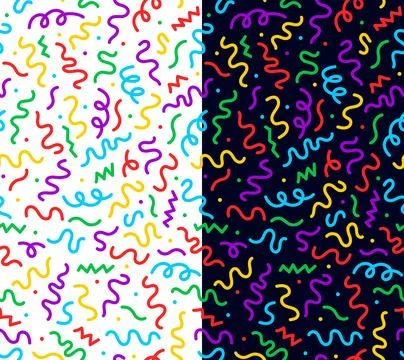 Color kids squiggle line pattern, doodle scribbles Illustrazione stock