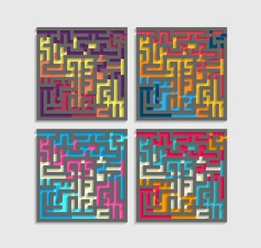 Color labyrinth with shadow. Stock Illustration