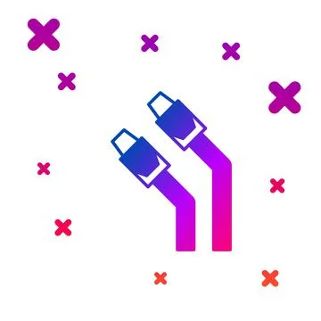 Color LAN cable network internet icon isolated on white background. Gradient Stockillustratie