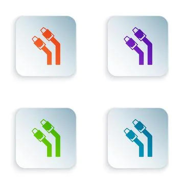 Color LAN cable network internet icon isolated on white background. Set colorful Illustrazione stock