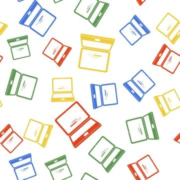 Color Laptop update process with loading bar icon isolated seamless pattern on Illustrazione stock