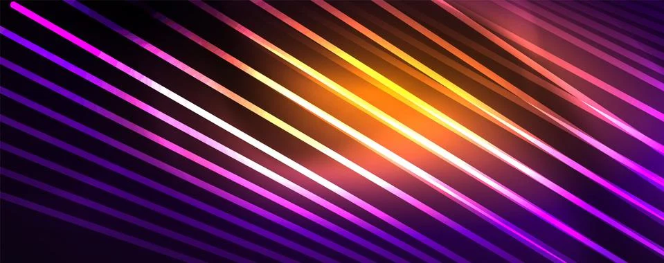 Color light with lines, outer space background, bright rays Stock Illustration