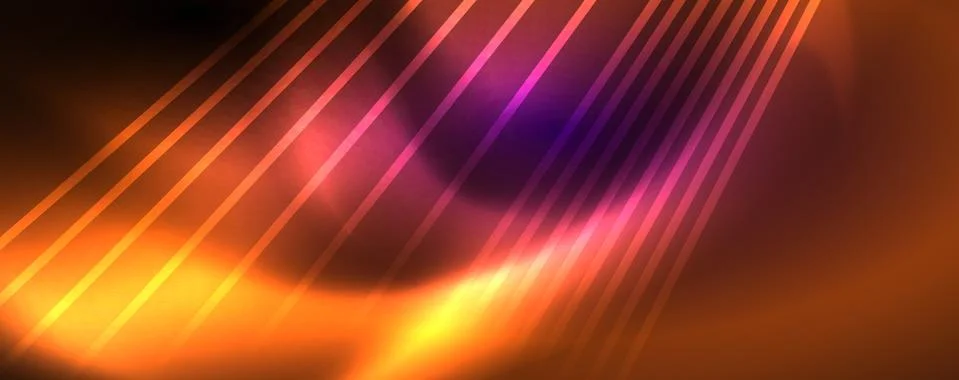 Color light with lines, outer space background, bright rays Stock Illustration