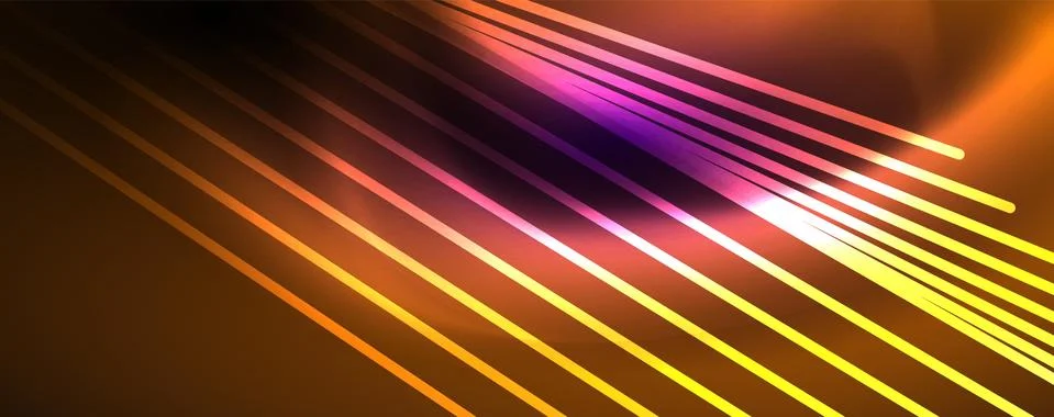Color light with lines, outer space background, bright rays Stock Illustration