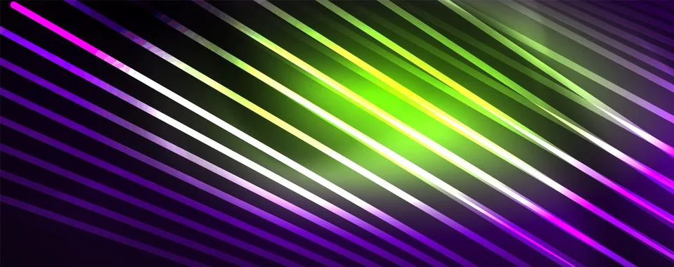 Color light with lines, outer space background, bright rays Illustrazione stock