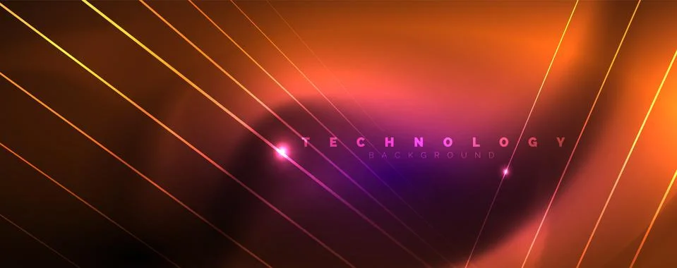 Color light with lines, outer space background, bright rays Ilustración de archivo