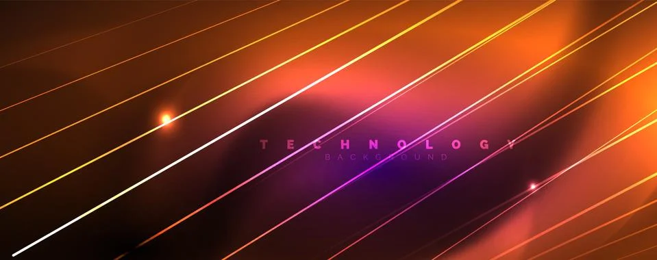 Color light with lines, outer space background, bright rays Illustrazione stock