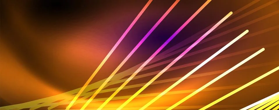 Color light with lines, outer space background, bright rays Stock Illustration
