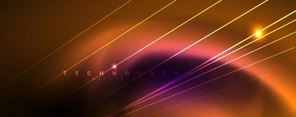 Color light with lines, outer space background, bright rays Stock Illustration