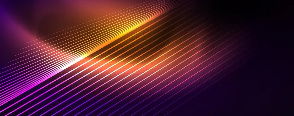 Color light with lines, outer space background, bright rays Illustrazione stock