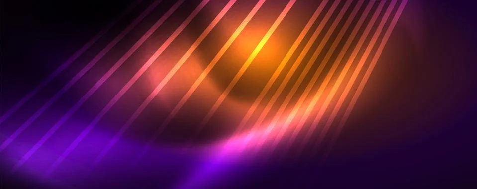 Color light with lines, outer space background, bright rays Illustrazione stock