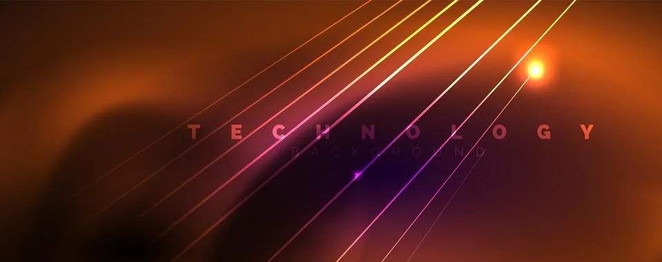Color light with lines, outer space background, bright rays Stock Illustration