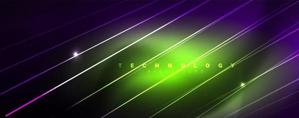 Color light with lines, outer space background, bright rays Stock Illustration