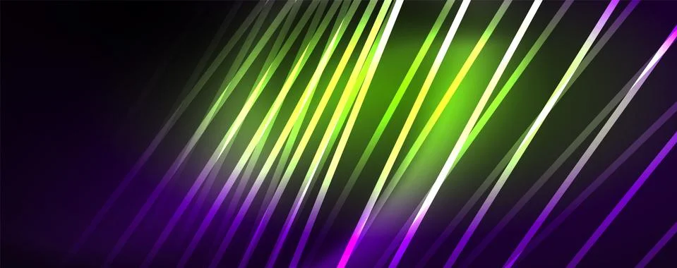 Color light with lines, outer space background, bright rays Illustrazione stock