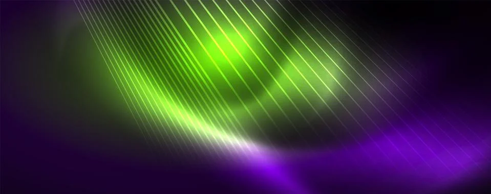 Color light with lines, outer space background, bright rays Illustrazione stock