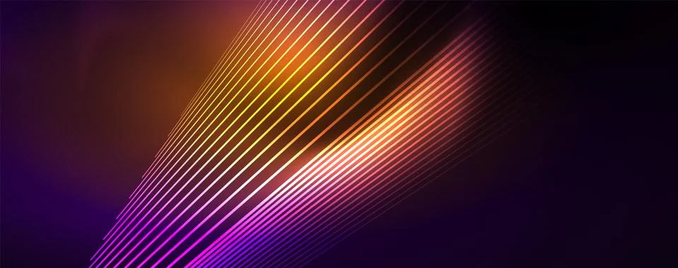 Color light with lines, outer space background, bright rays Illustrazione stock