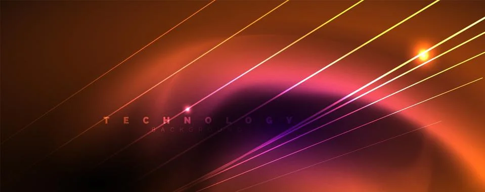 Color light with lines, outer space background, bright rays Stock Illustration