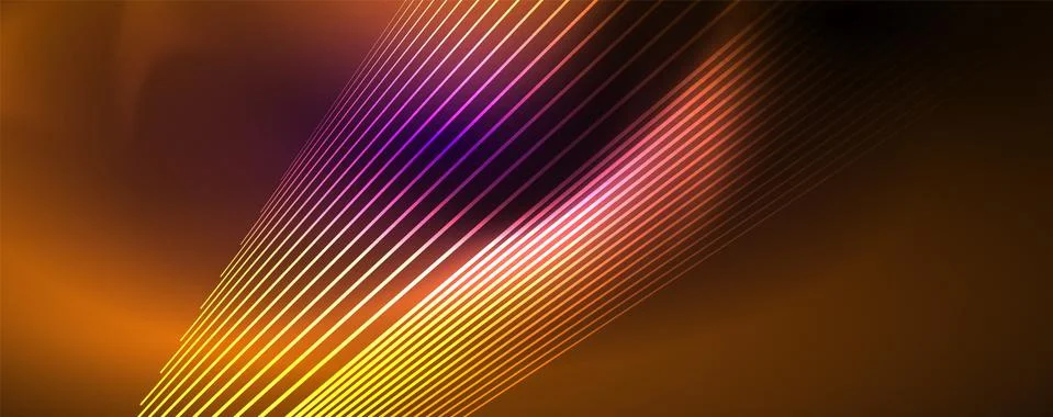 Color light with lines, outer space background, bright rays Illustrazione stock