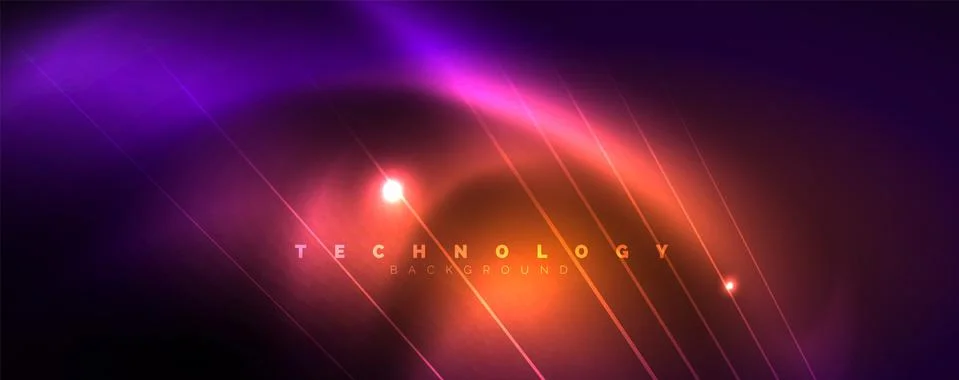 Color light with lines, outer space background, bright rays Stock Illustration