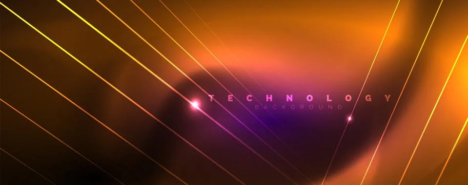 Color light with lines, outer space background, bright rays Stock Illustration