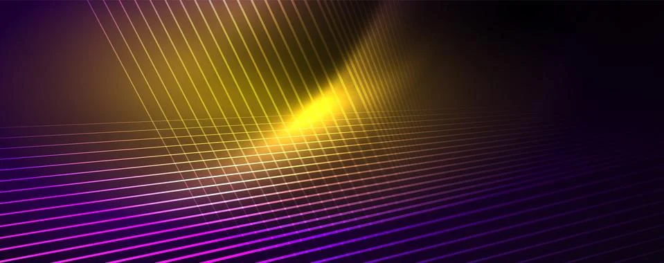 Color light with lines, outer space background, bright rays Stock Illustration