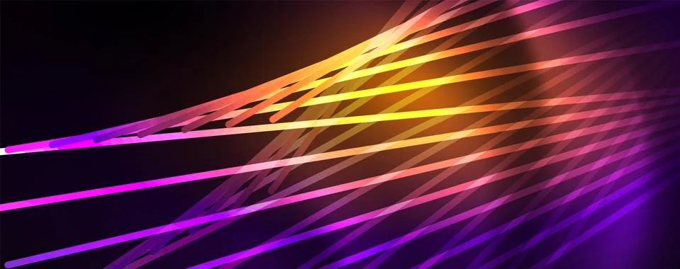 Color light with lines, outer space background, bright rays Illustrazione stock