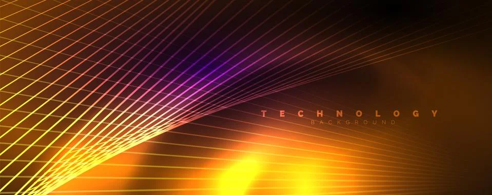 Color light with lines, outer space background, bright rays Stock Illustration