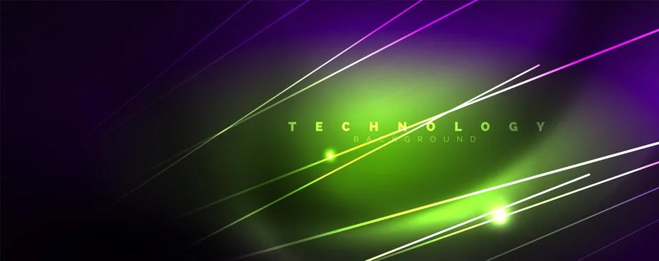 Color light with lines, outer space background, bright rays Stock Illustration