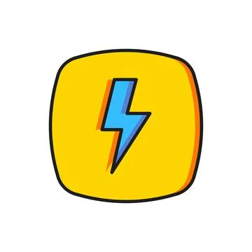 Color Lightning bolt icon isolated on white background. Flash sign. Charge .. Stock Illustration
