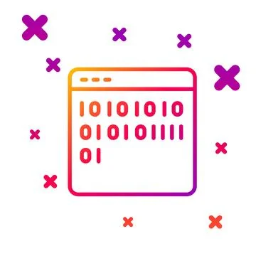 Color line Binary code icon isolated on white background. Gradient random dyn Stock Illustration