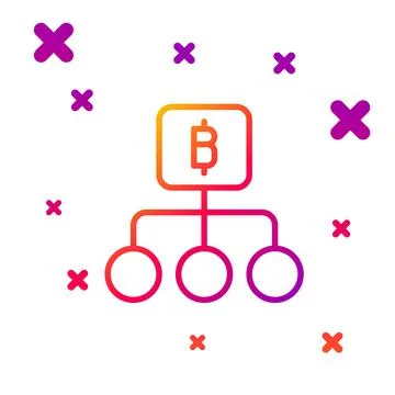 Color line Blockchain technology Bitcoin icon isolated on white background Stockillustratie