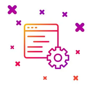 Color line Computer api interface icon isolated on white background. Applicat 스톡 일러스트