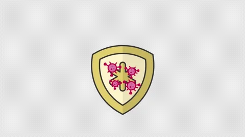 Color line shield and virus animated icon Stock Footage 283037622