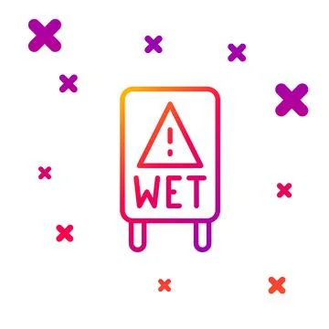Color line Wet floor and cleaning in progress icon isolated on white background Stock Illustration