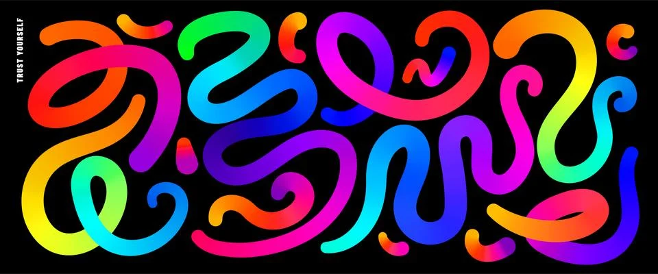 Color lines vector background set. Abstract colorful liquid gradient lines .. 스톡 일러스트