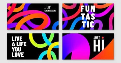 Color lines vector banner background set. Abstract design with colorful liqui Stock Illustration