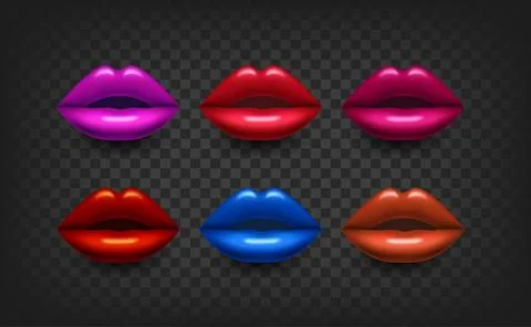 Color lips collection. 3d vector objects isolated on transparent background Stock Illustration