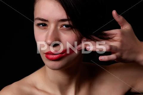 Color lipstick girl up close Stock Photos