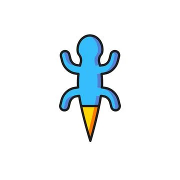 Color Lizard icon isolated on white background. Flat filled outline style w.. Stock Illustration
