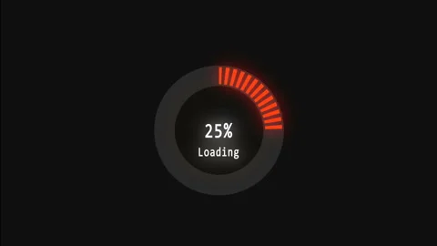 Color loading circle on black screen. HD Video. Dowloading - 0 to 100% Stock Footage