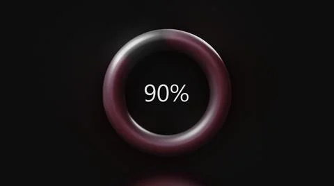 Color loading circle on black screen. Motion. Progress of loading from 0 to 100 스톡 일러스트