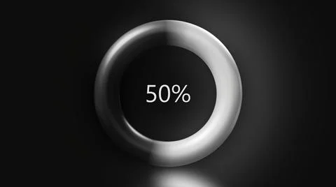 Color loading circle on black screen. Motion. Progress of loading from 0 to 100 Stock Illustration