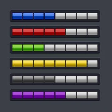 Color Loading Progress Bar Set. Stock Illustration