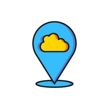 Color Location cloud icon isolated on white background. Flat filled outline.. Stock Illustration